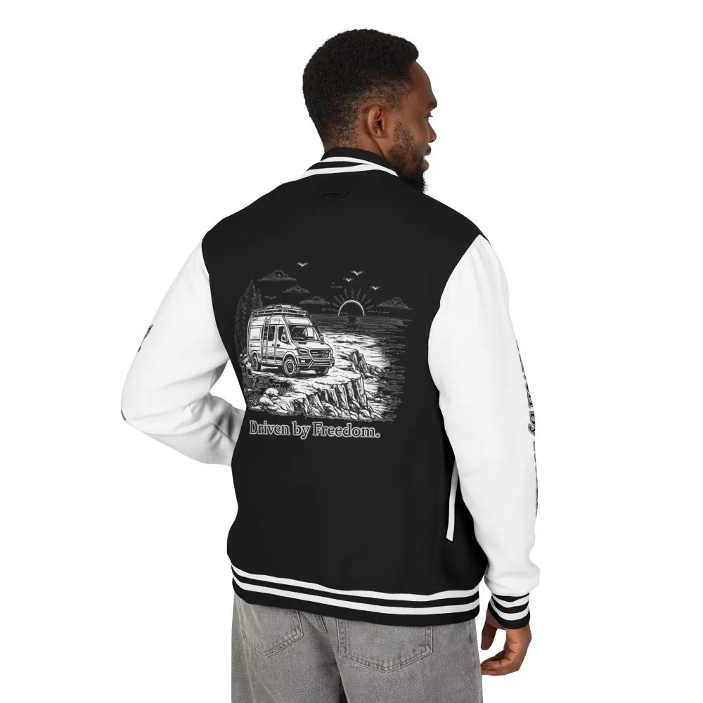 3497742690184224398_2048.jpeg Unisex Heavyweight Letterman Jacket — "Driven By freedom" Travel Varsity Coat