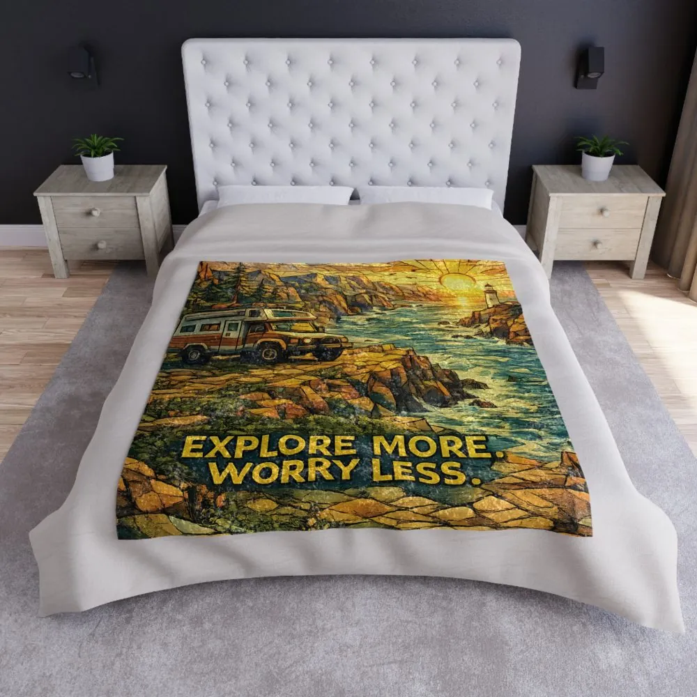 3516859765160742754_2048.jpeg Crushed Velvet Blanket —"Explore More Worry Less" Design Cubic-Line (Campervan)