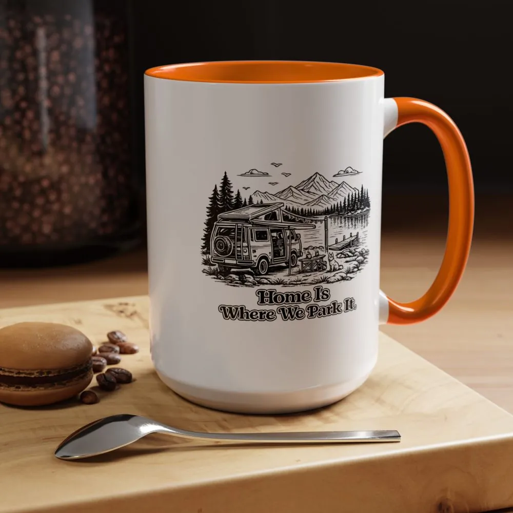3535451671636684806_2048.jpeg Accent Coffee Mug (11, 15oz) — "Home Is Where You Park It" Design Minimal-Line