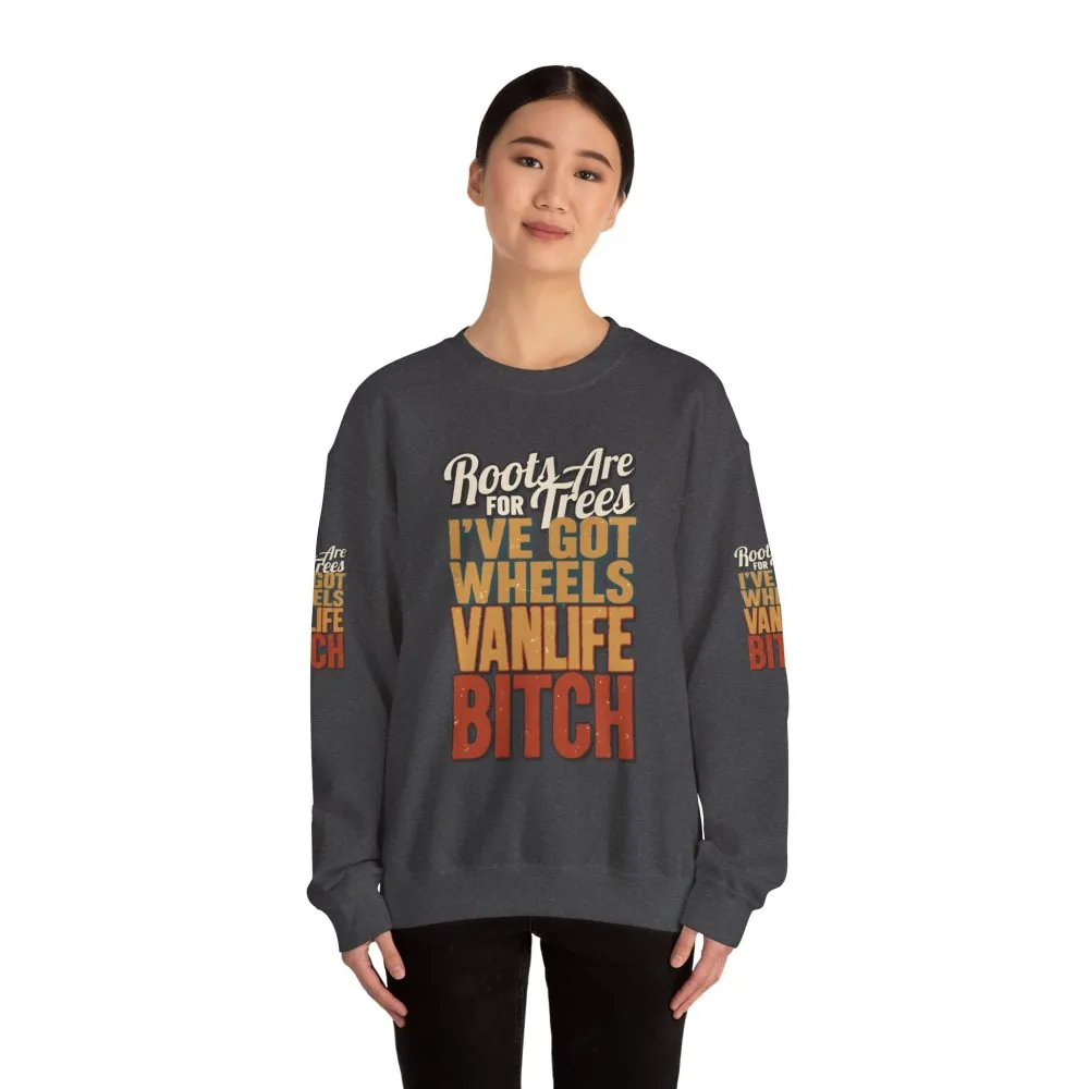 Unisex Heavy Blend™ Crewneck Sweatshirt — "Roots Are For Trees" Design F**K-Line