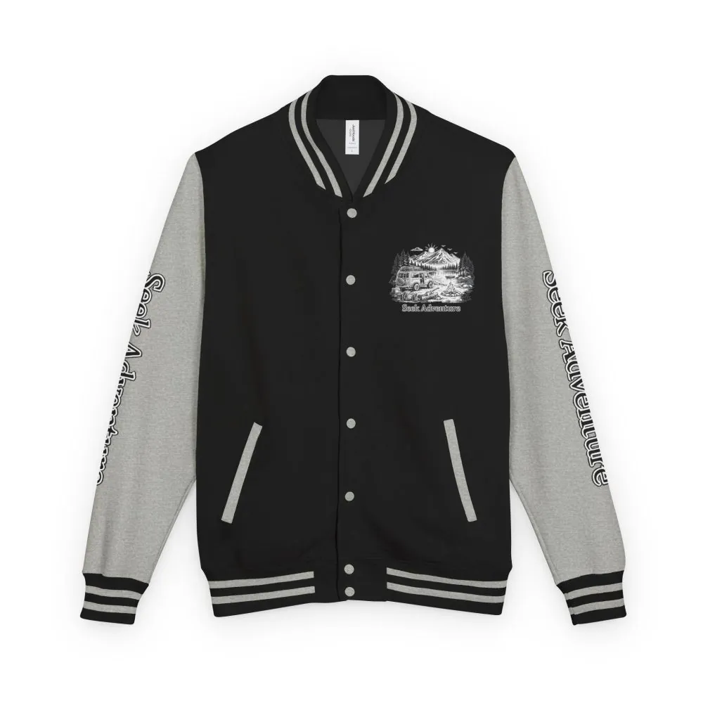 3549130244411070259_2048.jpeg Unisex Heavyweight Letterman Jacket — "Seek Adventure" Travel Varsity Coat