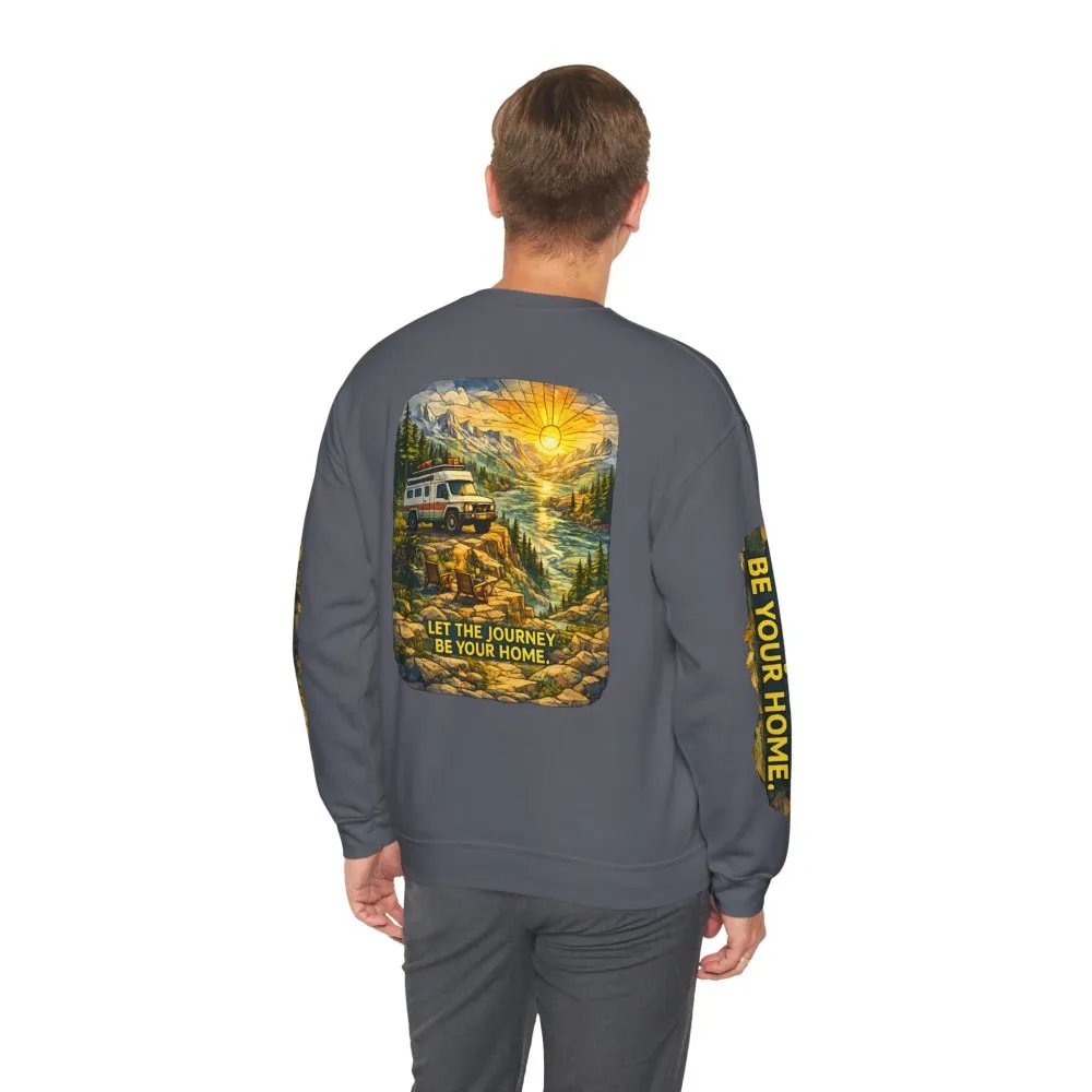 3554864466779359190_2048.jpeg Unisex Heavy Blend™ Crewneck Sweatshirt — "Let The Journey Be Your Home" Design Cubic-Line