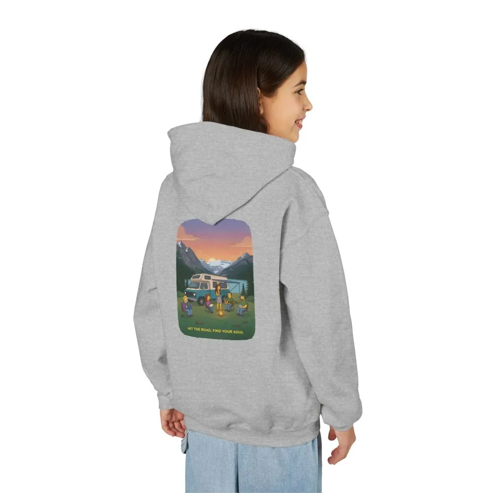 Youth Hoodie(Gildan) – "Hit The Road-Find Your Soul" (Design Sitcom-Line)