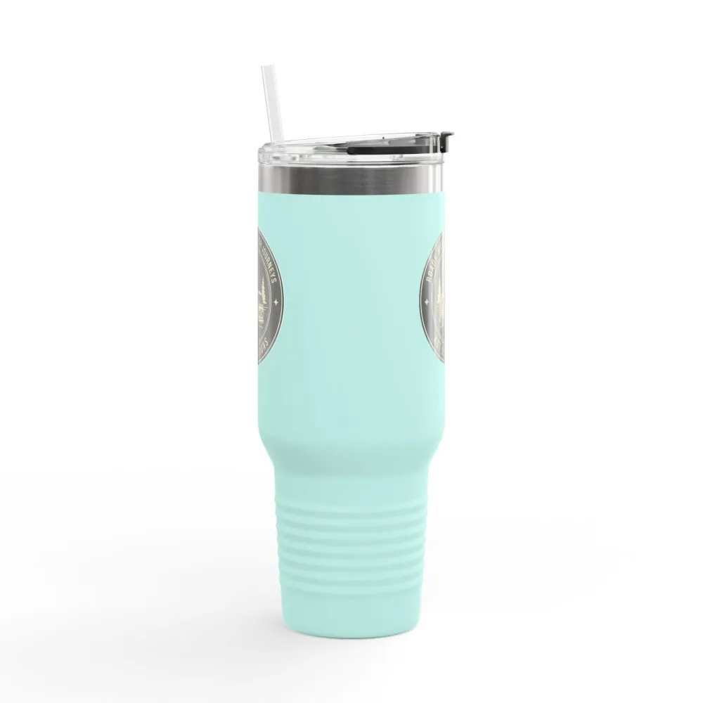 3573912899033334139_2048.jpeg Insulated Travel Mug -'ROAD WHERE MADE FOR JOURNEYS-NOT DESTINATIONS' (40oz ) – Retro Camper Design, Keep Drinks Hot or Cold