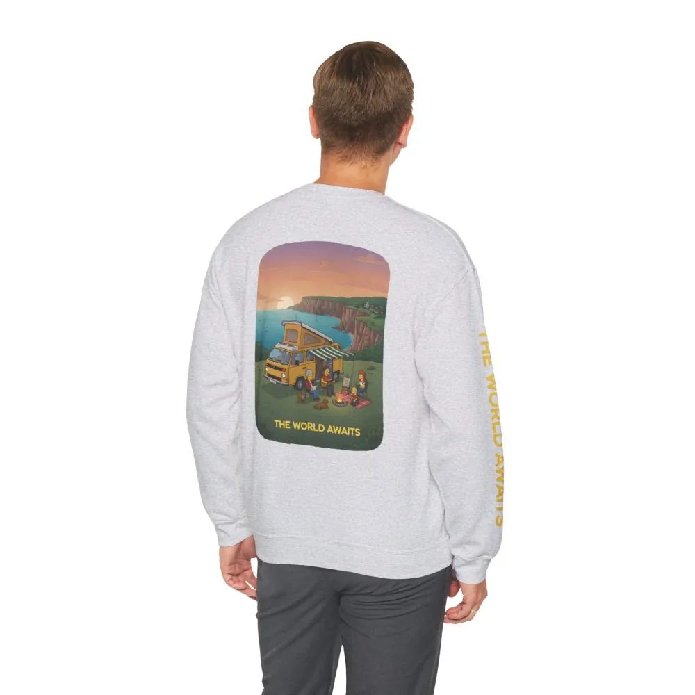 3592202431549901082_2048.jpeg Unisex Heavy Blend™ Crewneck Sweatshirt — "The World Awaits" Design Sitcom-Line