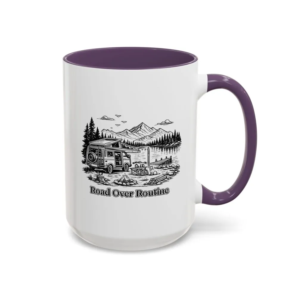 3592805136706895993_2048.jpeg Accent Coffee Mug (11, 15oz) — "Road Over Routine" Design Minimal-Line