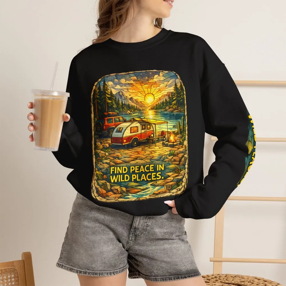 3609192703203587631_2048.jpeg Unisex Heavy Blend™ Crewneck Sweatshirt — "Find Peace In Wild Places" Design Cubic-Line