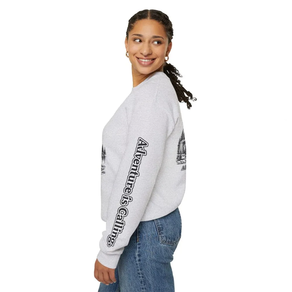 3630429478499691179_2048.jpeg Unisex Heavy Blend™ Crewneck Sweatshirt — "Adventure Is Calling" Design Minimal-Line