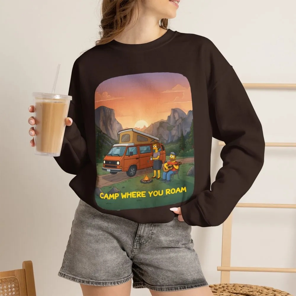 3633160810413478683_2048.jpeg Unisex Heavy Blend™ Crewneck Sweatshirt — "Camp Where You Roam" Design Sitcom-Line