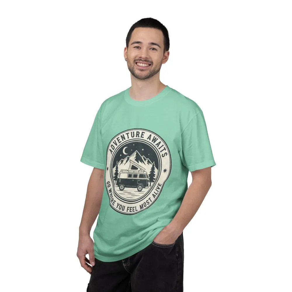 3634598577794734317_2048.jpeg T-Shirt — "Adventure Awaits-Go Where You Feel Most Alive" (Front + Back Printed) Outdoor Travel Tee