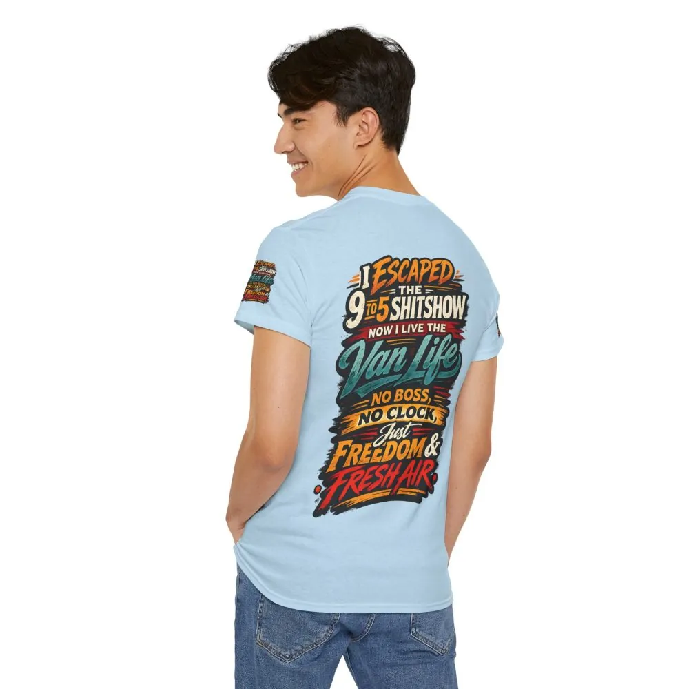 Unisex Heavy Cotton Tee — "I Escaped The 9 To 5" Design F**K-Line
