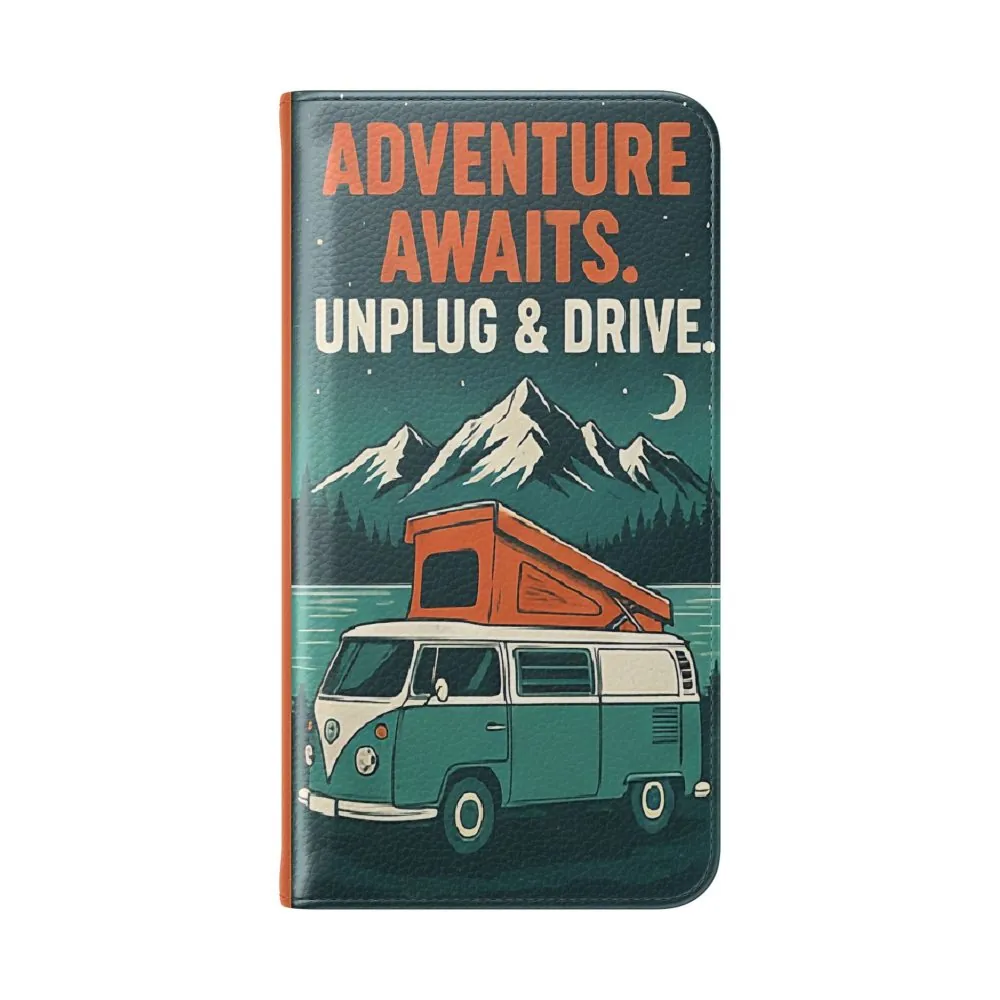 Flip Phone Case — "Adventure Awaits, Fuel Your Journey, Not the WiFi" Wallet Cover