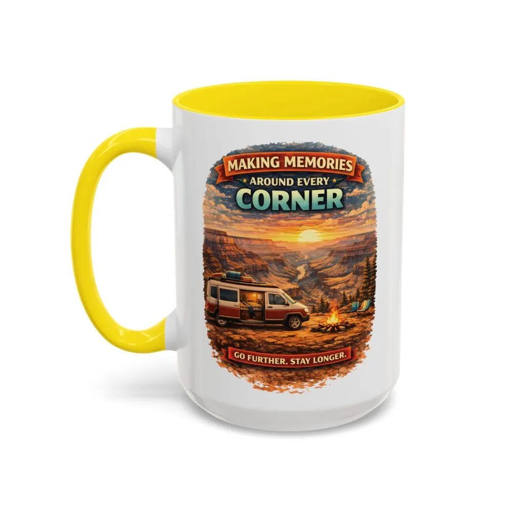 Accent Coffee Mug (11, 15oz) — "Making Memories Around Every Corner" Design Scenic-Line