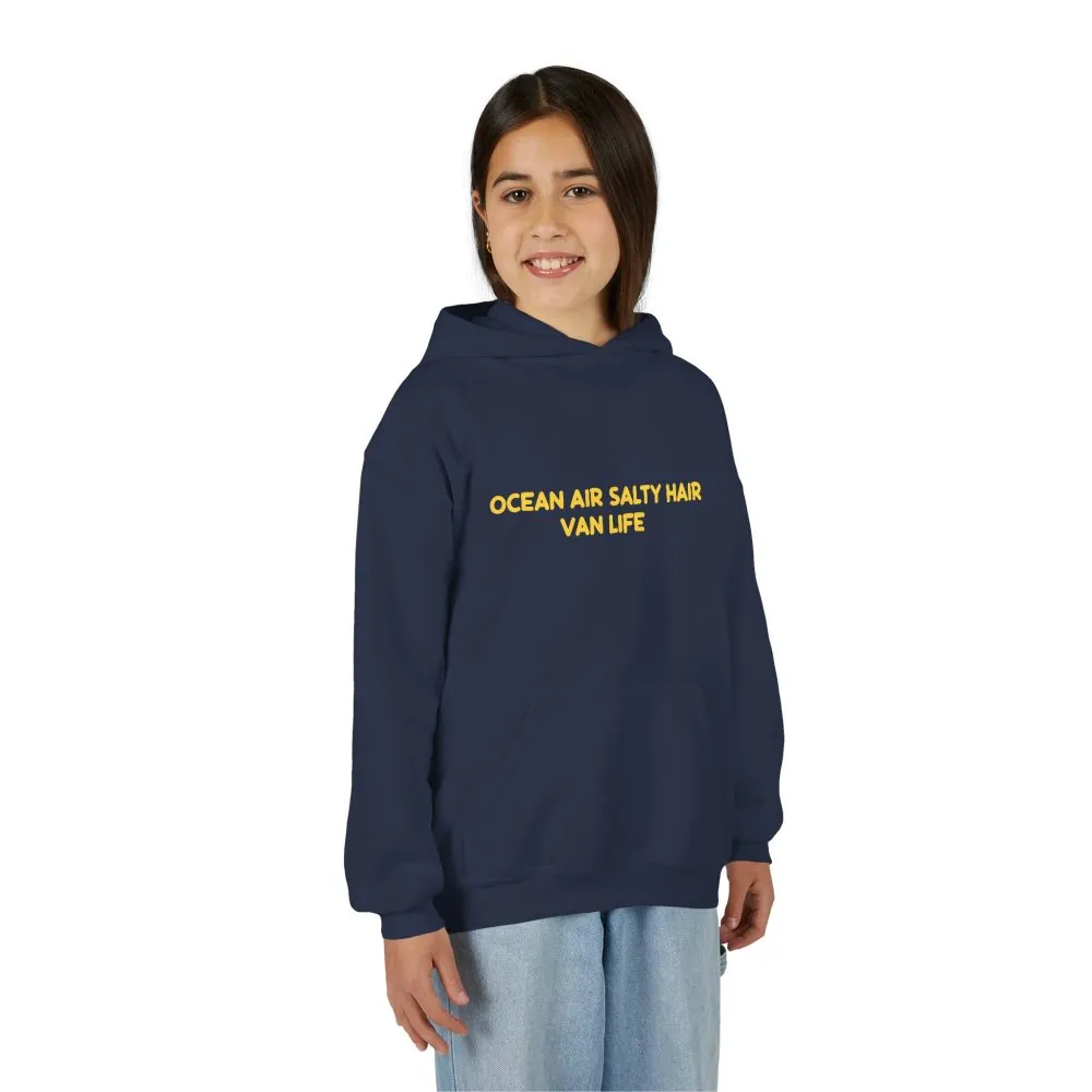 3672790906704912349_2048.jpeg Youth Hoodie(Gildan) – "Ocean Air Salty Hair Van Life" (Design Sitcom-Line)