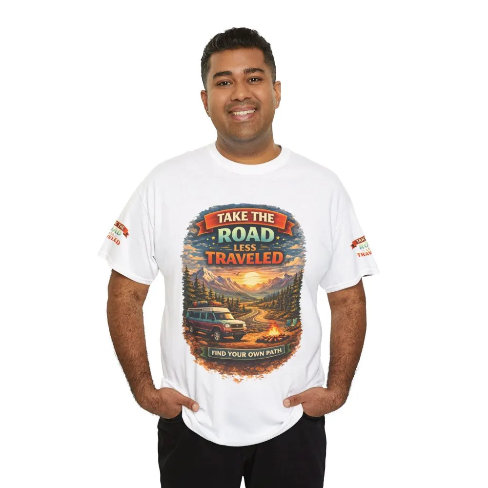 3694695958280102761_2048.jpeg Unisex Heavy Cotton Tee — "Take The Road Less Traveled" Design Scenic-Line
