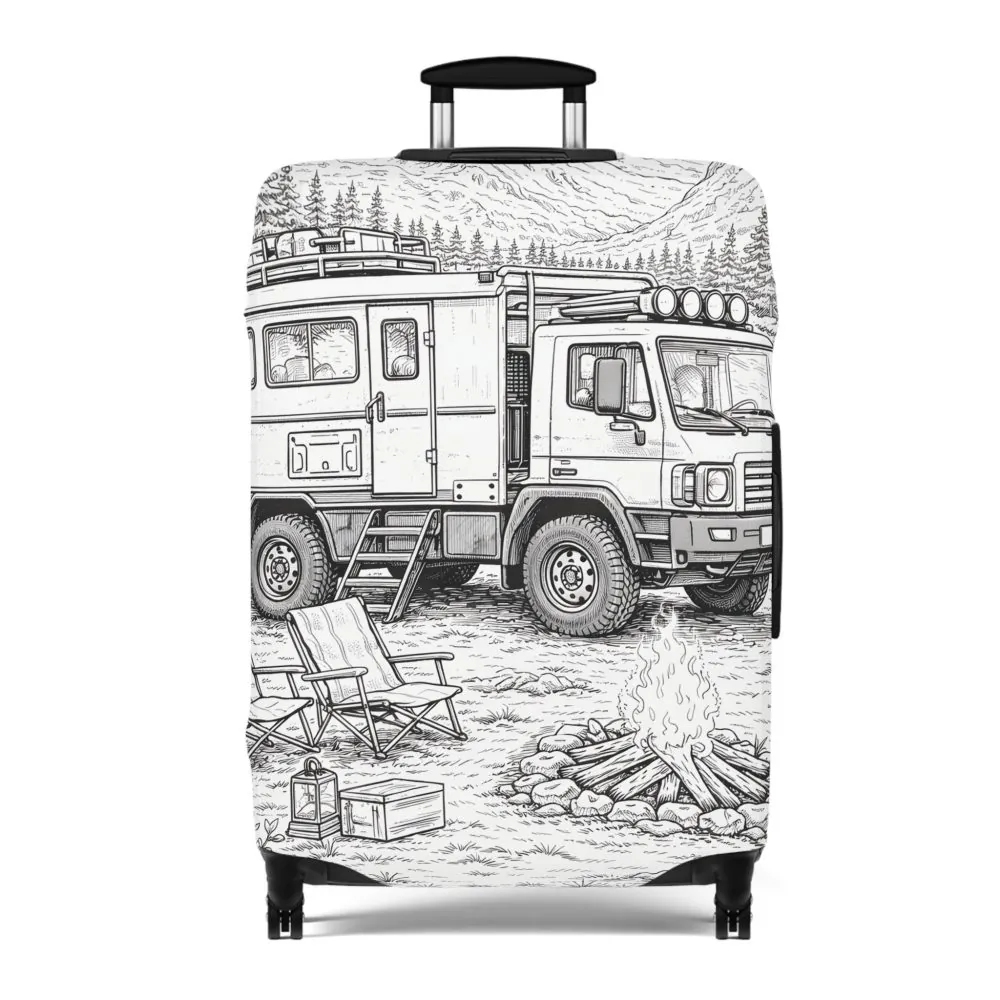 3701890367078112415_2048.jpeg Luggage Cover — Adventure Camper Sketch Travel Suitcase