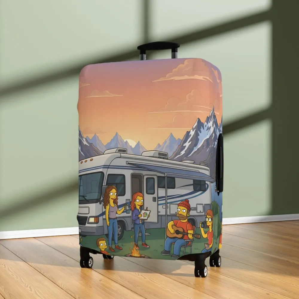 Luggage Cover — Adventure Camper Sketch Travel Suitcase(Design Sitcom-Line)