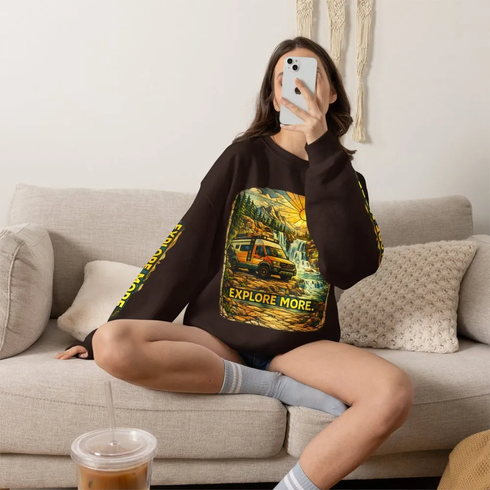 Unisex Heavy Blend™ Crewneck Sweatshirt — "Explore More" Design Cubic-Line