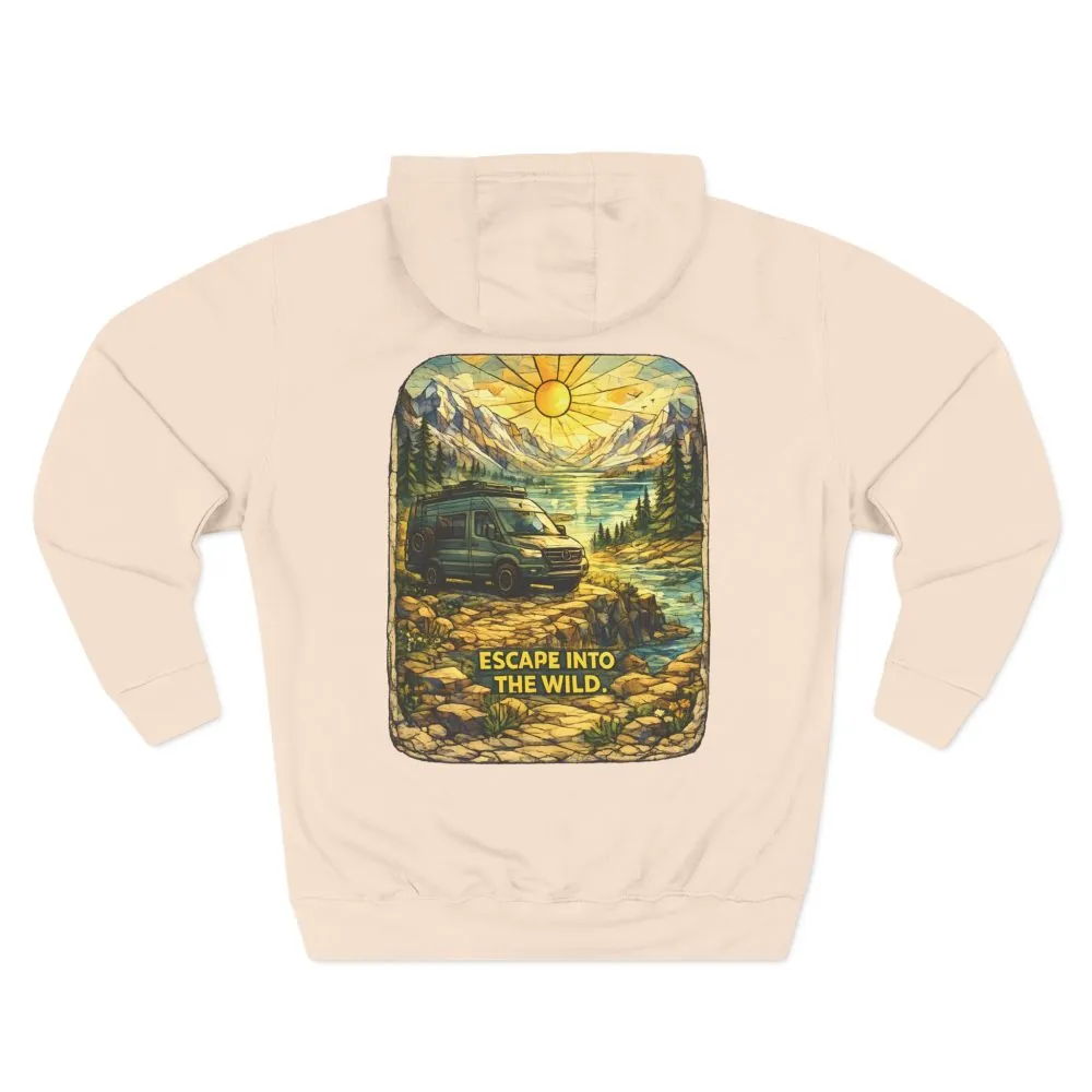 3715711790343282552_2048.jpeg Three-Panel Fleece Hoodie - "Escape Into The Wild" Design Cubic-Line