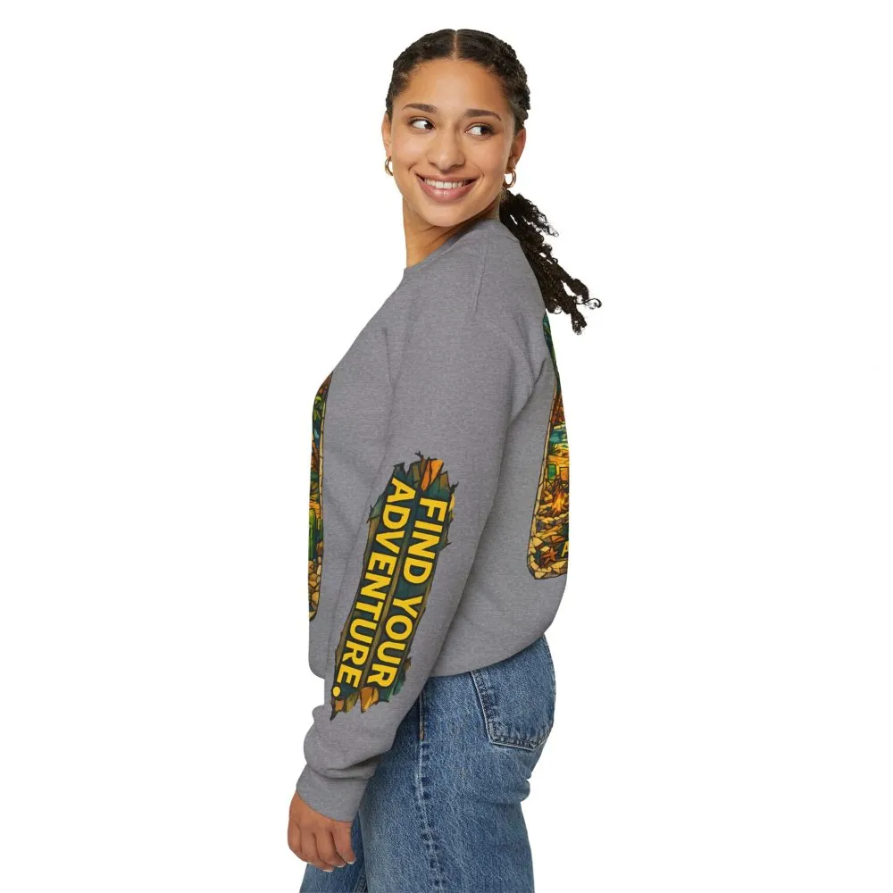371660341702108641_2048.jpeg Unisex Heavy Blend™ Crewneck Sweatshirt — "Find Your Adventure" Design Cubic-Line