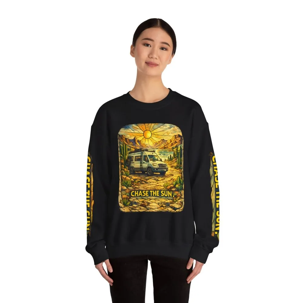 3754699995475921406_2048.jpeg Unisex Heavy Blend™ Crewneck Sweatshirt — "Chase The Sun" Design Cubic-Line