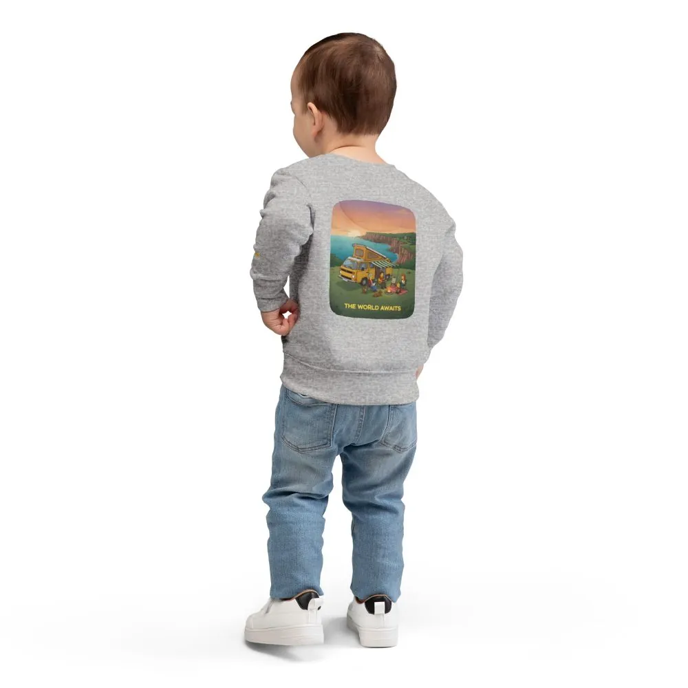 3754863785243772755_2048.jpeg Toddler Sweatshirt - "The World Awaits" (Design Sitcom-Line)