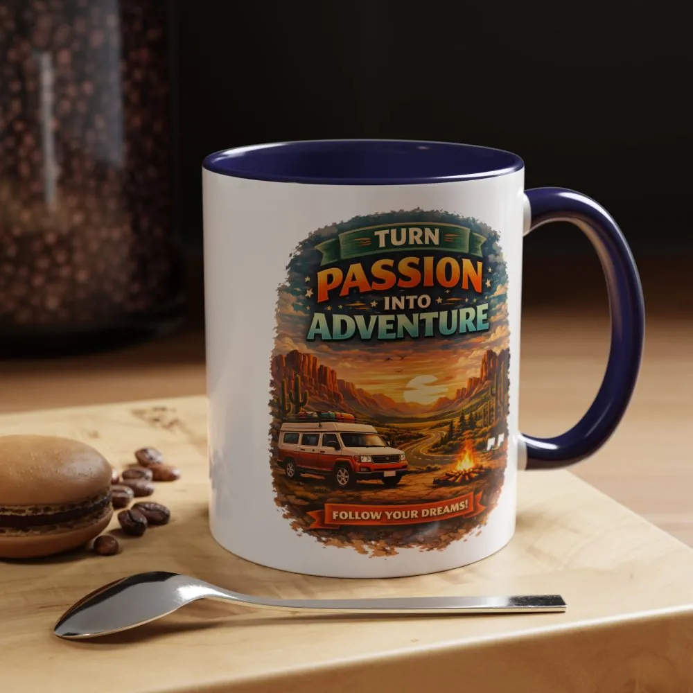 3758701354821063549_2048.jpeg Accent Coffee Mug (11, 15oz) — "Turn Passion Into Adventure" Design Scenic-Line