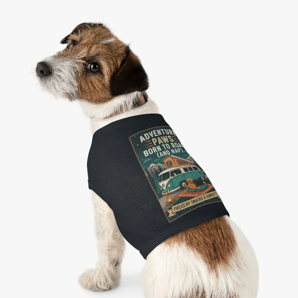 Pet Tank Top — "Adventure Paws Born to Roam (And Nap)" Camping Dog Shirt