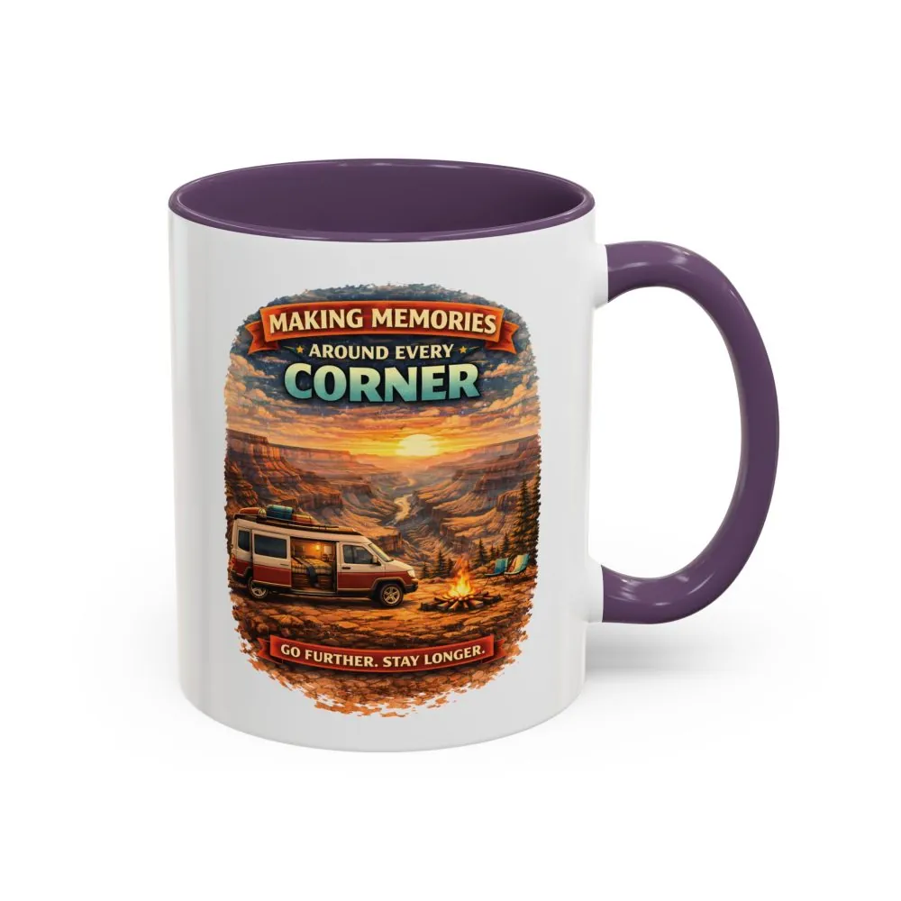 Accent Coffee Mug (11, 15oz) — "Making Memories Around Every Corner" Design Scenic-Line