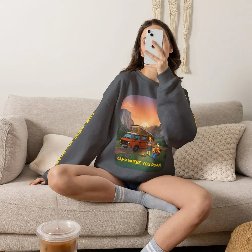 3782929151082743990_2048.jpeg Unisex Heavy Blend™ Crewneck Sweatshirt — "Camp Where You Roam" Design Sitcom-Line