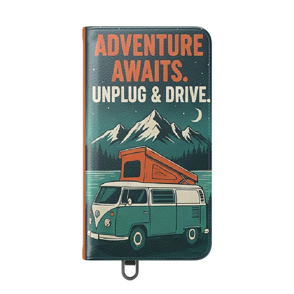 Flip Phone Case — "Adventure Awaits, Fuel Your Journey, Not the WiFi" Wallet Cover