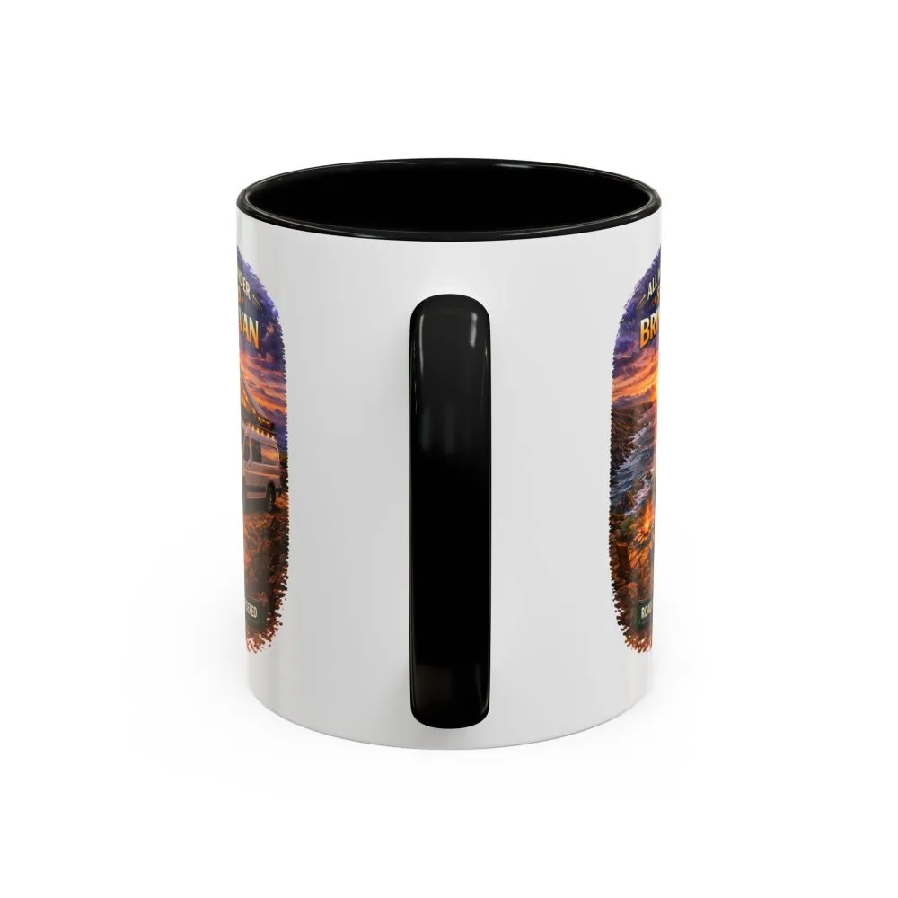 Accent Coffee Mug (11, 15oz) — "All Who wander Should Bring A Van" Design Scenic-Line