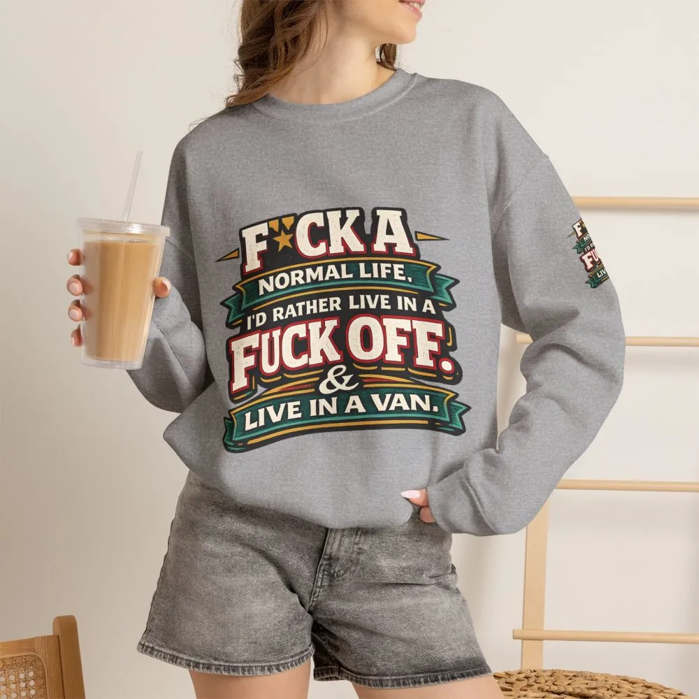 3786387211724948756_2048.jpeg Unisex Heavy Blend™ Crewneck Sweatshirt — "Fuck A Normal Life" Design F**K-Line