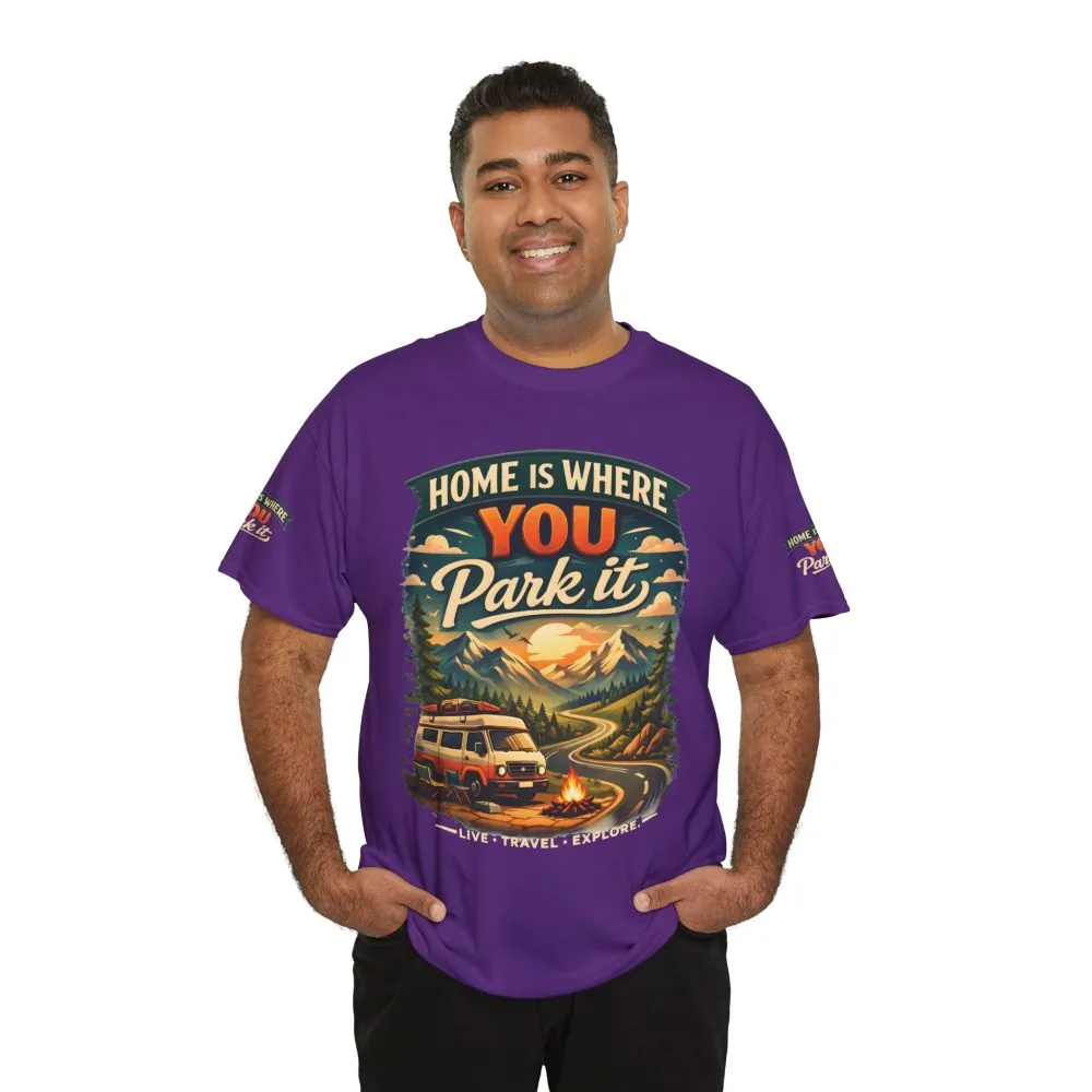 3792572023105028428_2048.jpeg Unisex Heavy Cotton Tee — "Hom Is Where You Park It" Design Scenic-Line
