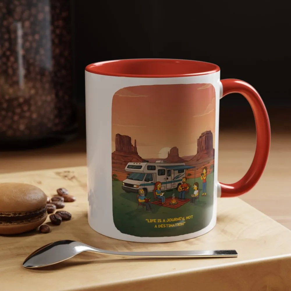 Accent Coffee Mug (11, 15oz) — "Life Is A Journey-Not A Destination" Design Sitcom-Line