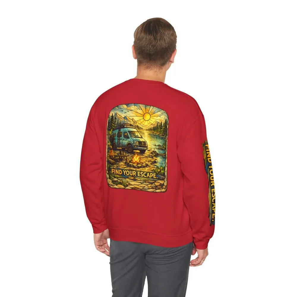 3810923073599344787_2048.jpeg Unisex Heavy Blend™ Crewneck Sweatshirt — "Find Your Escape" Design Cubic-Line