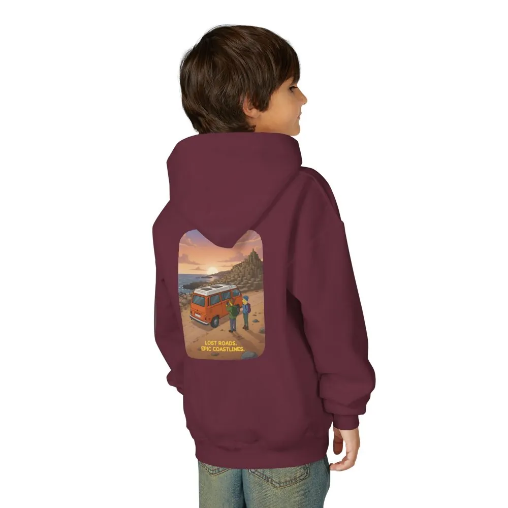 3816627269893491151_2048.jpeg Youth Hoodie(Gildan) – "Lost Roads Epic Coastlines" (Design Sitcom-Line)