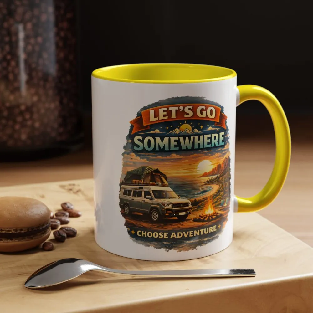 Accent Coffee Mug (11, 15oz) — "Lets Go Somewhere" Design Scenic-Line