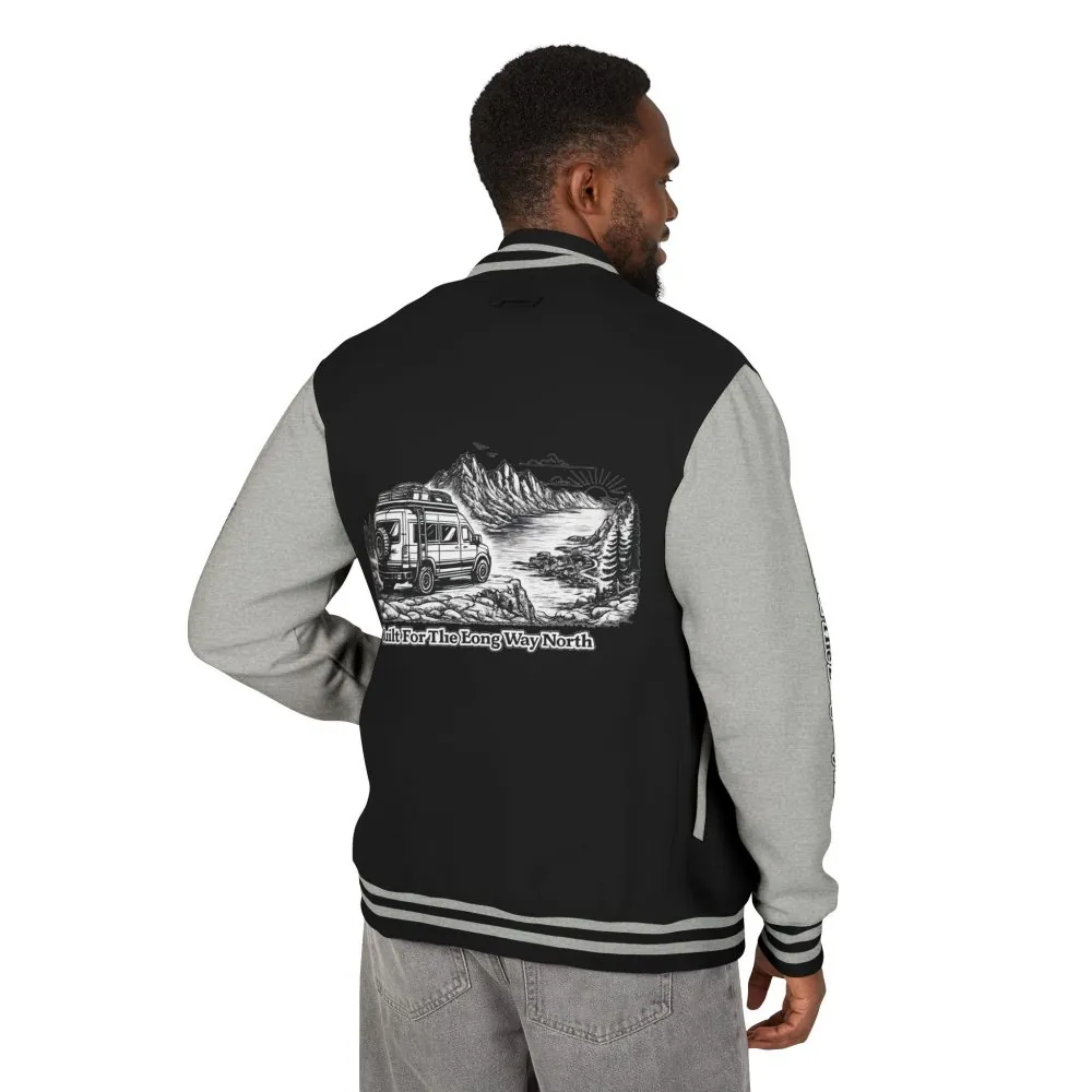 3848923908182070582_2048.jpeg Unisex Heavyweight Letterman Jacket — "Built For The Long Way North" Travel Varsity Coat
