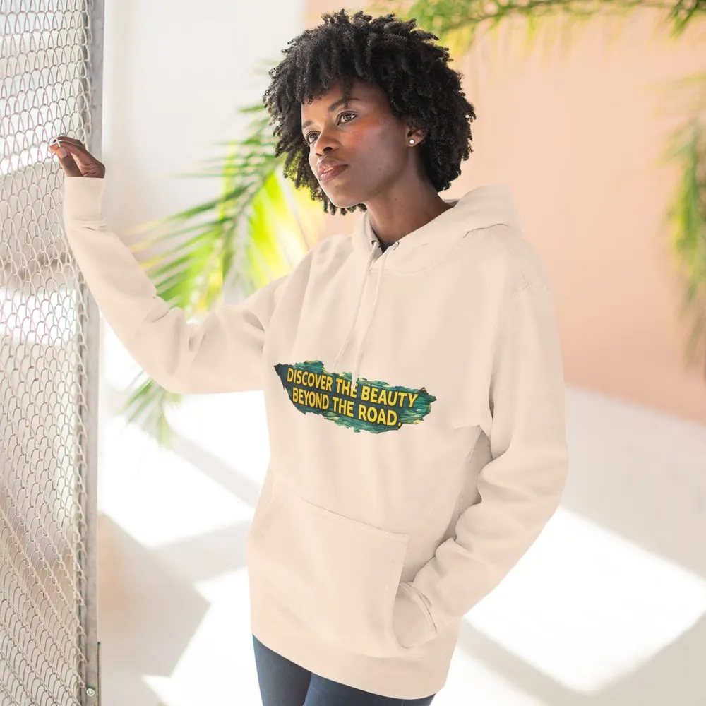 3858876768646560024_2048.jpeg Three-Panel Fleece Hoodie - "Discover The Bieuty Beyond The Road" Design Cubic-Line
