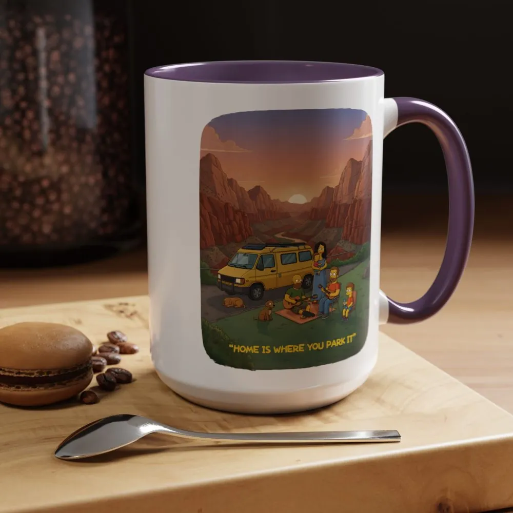 Accent Coffee Mug (11, 15oz) — "Home Is Where You Park It" Design Sitcom-Line