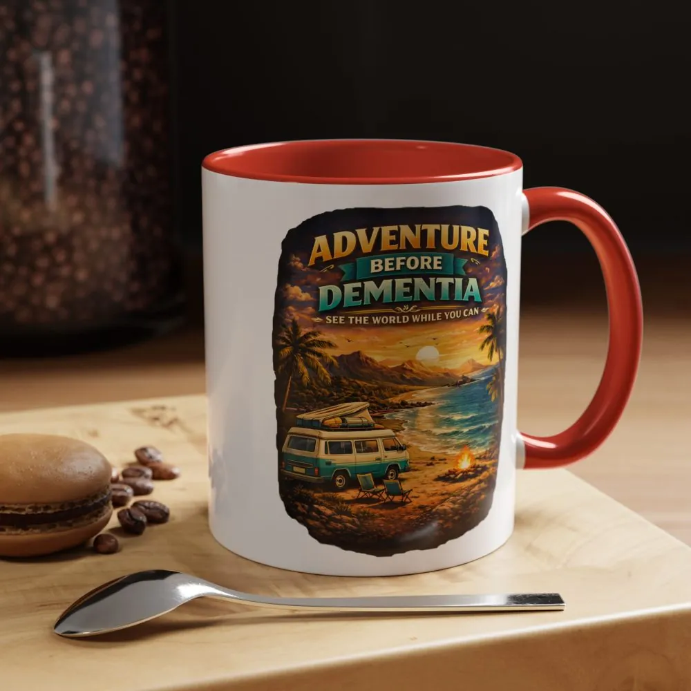 Accent Coffee Mug (11, 15oz) — "Adventure Before Dementia" Design Scenic-Line