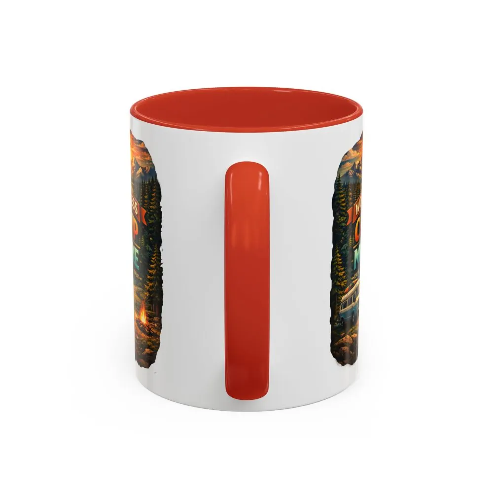 Accent Coffee Mug (11, 15oz) — "Work Less-Camp More" Design Scenic-Line
