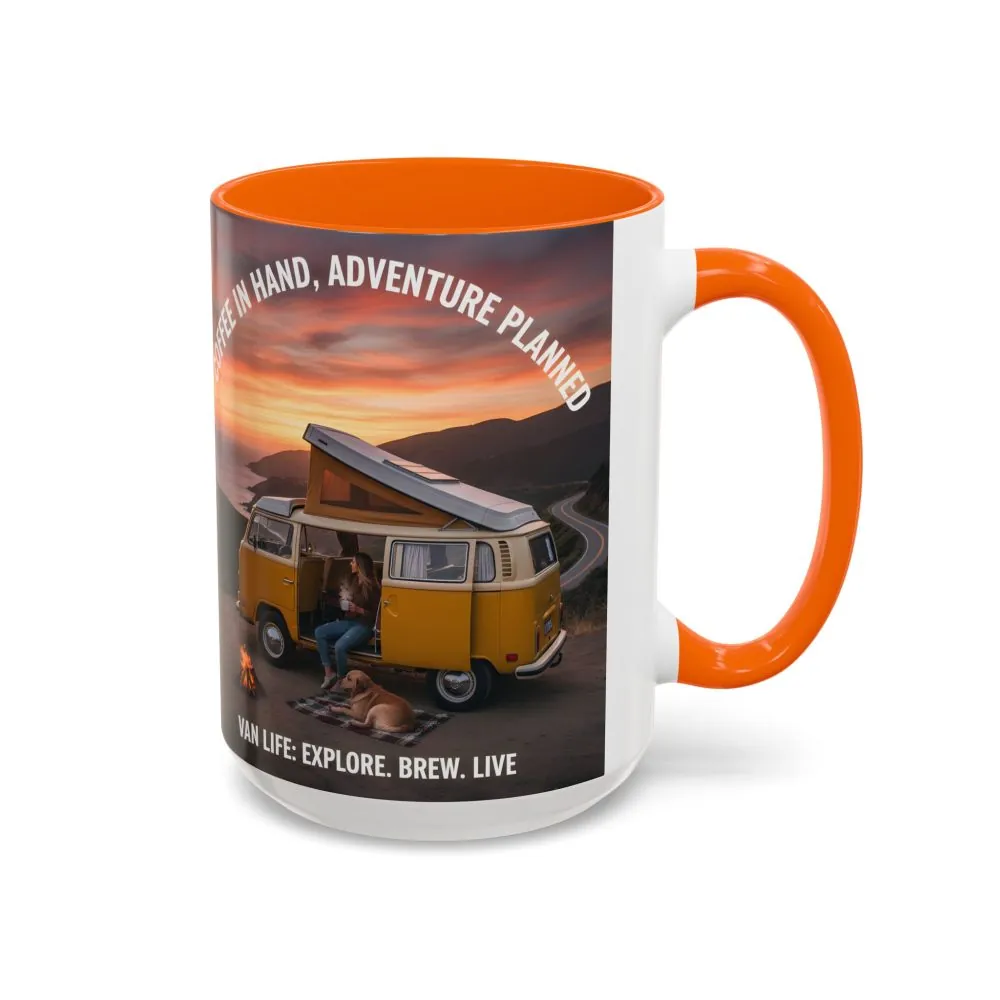 3868000384850216466_2048.jpeg Accent Coffee Mug (11, 15oz) - "Coffee in Hand, Adventure Planned"