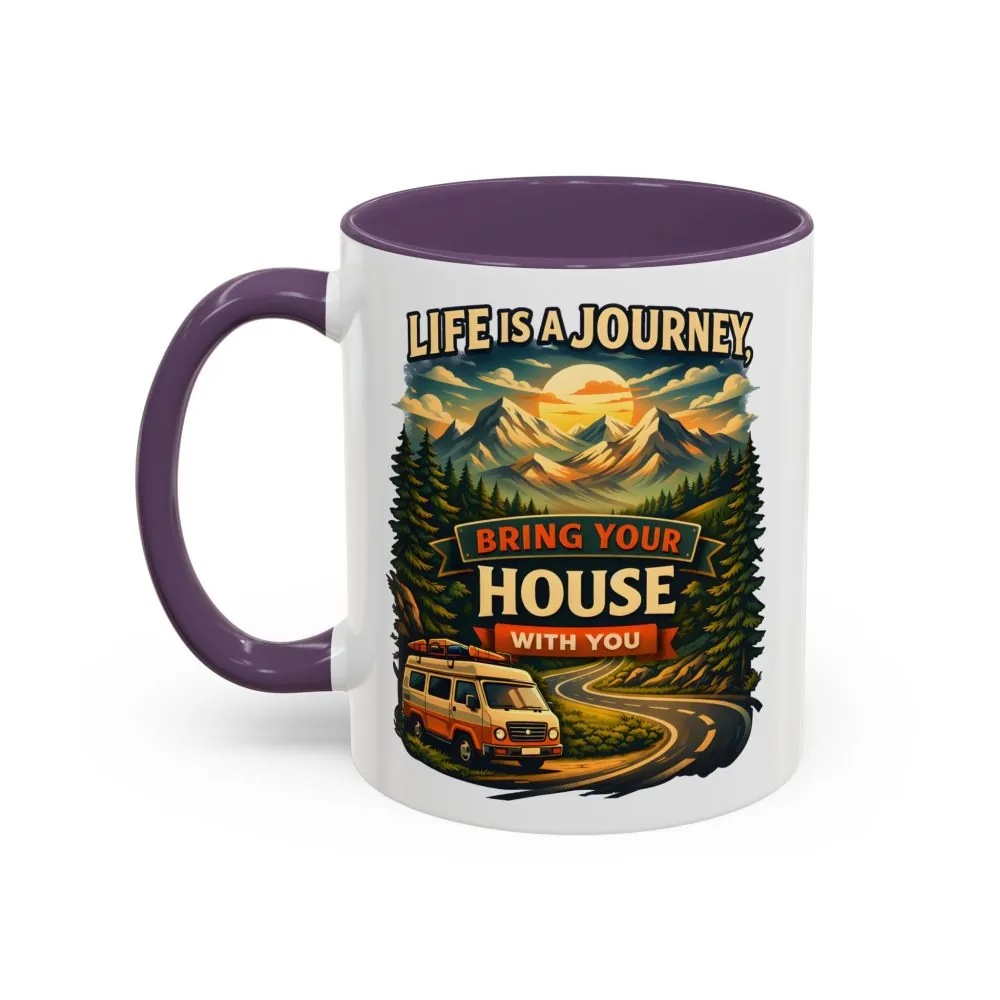 3872103346293710512_2048.jpeg Accent Coffee Mug (11, 15oz) — "Live Is A Journey-Bring Your House With You" Design Scenic-Line