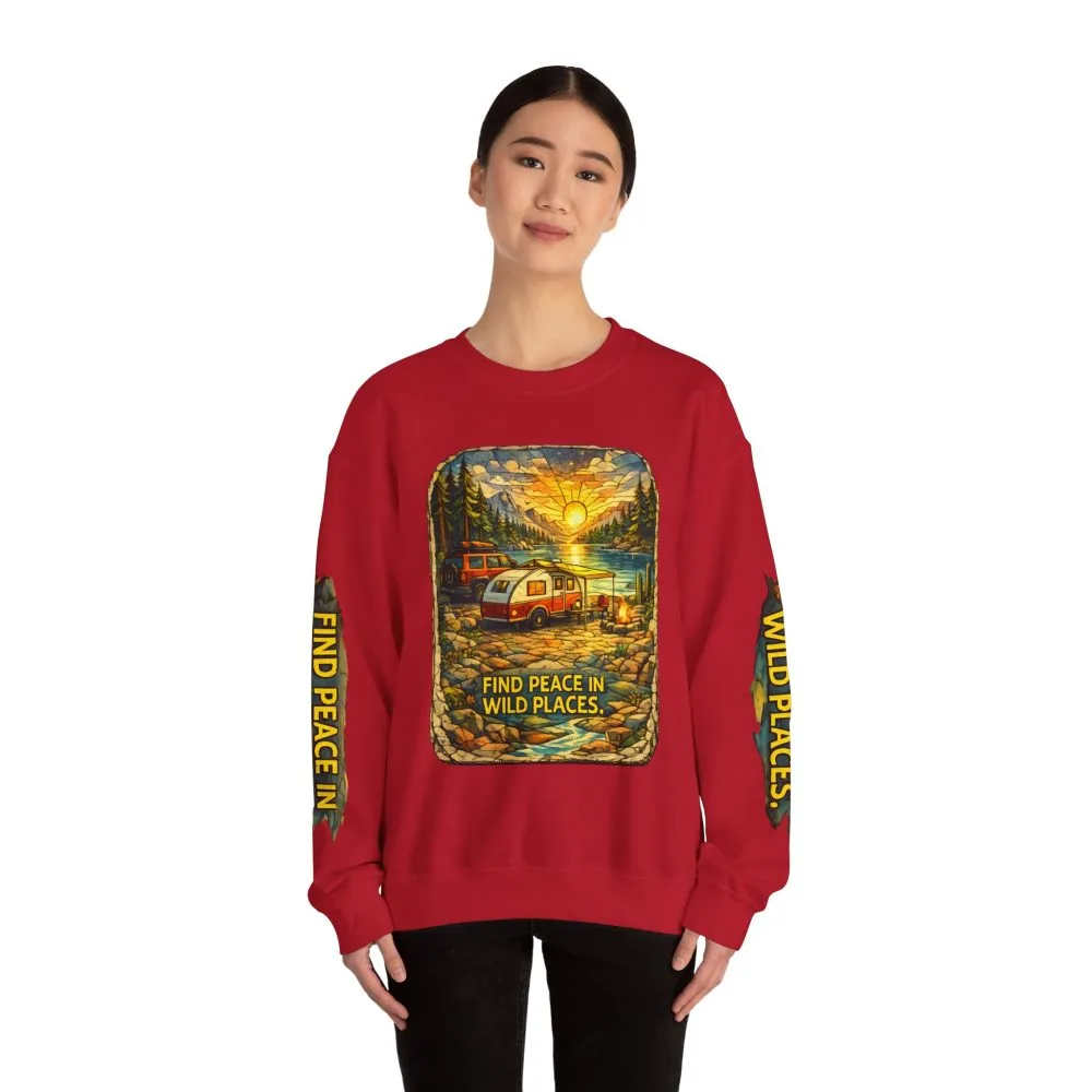 3872222529394680478_2048.jpeg Unisex Heavy Blend™ Crewneck Sweatshirt — "Find Peace In Wild Places" Design Cubic-Line