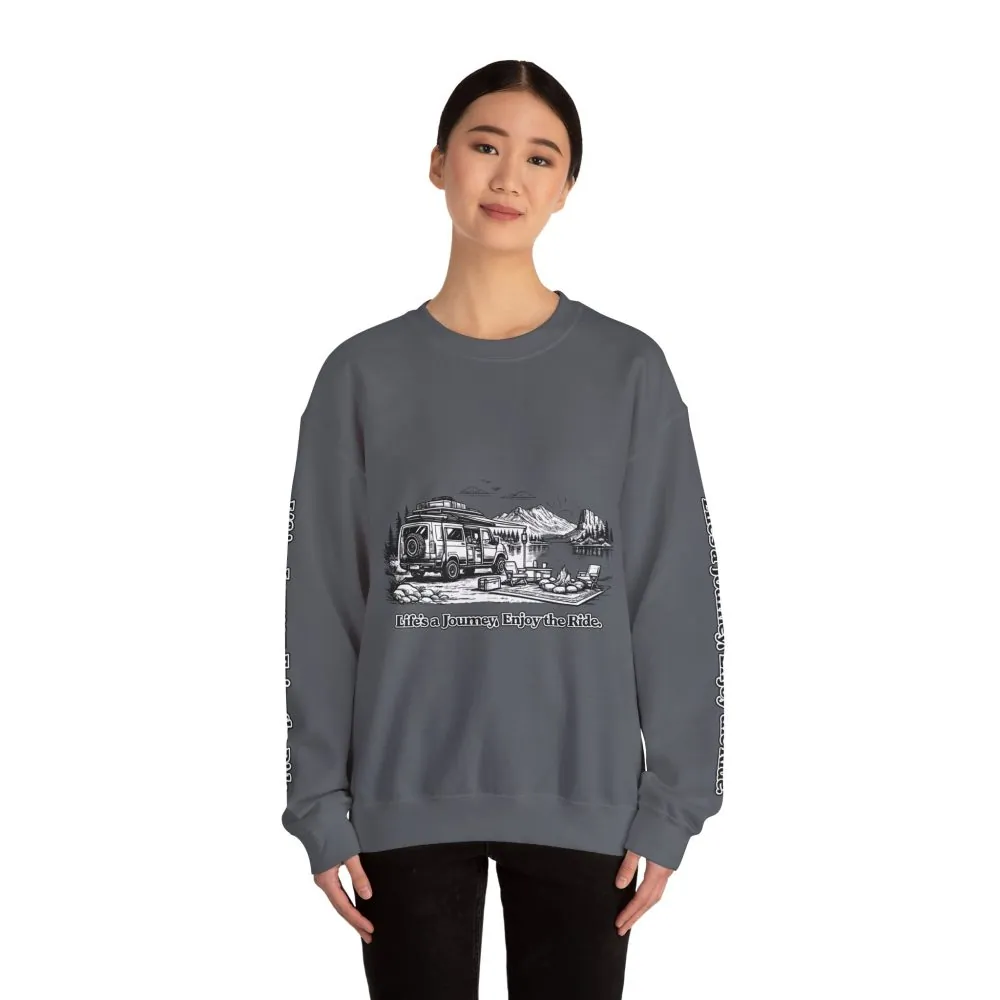 3872646963900287545_2048.jpeg Unisex Heavy Blend™ Crewneck Sweatshirt — "Lifes A Journey,Enjoy The Ride" Design Minimal-Line