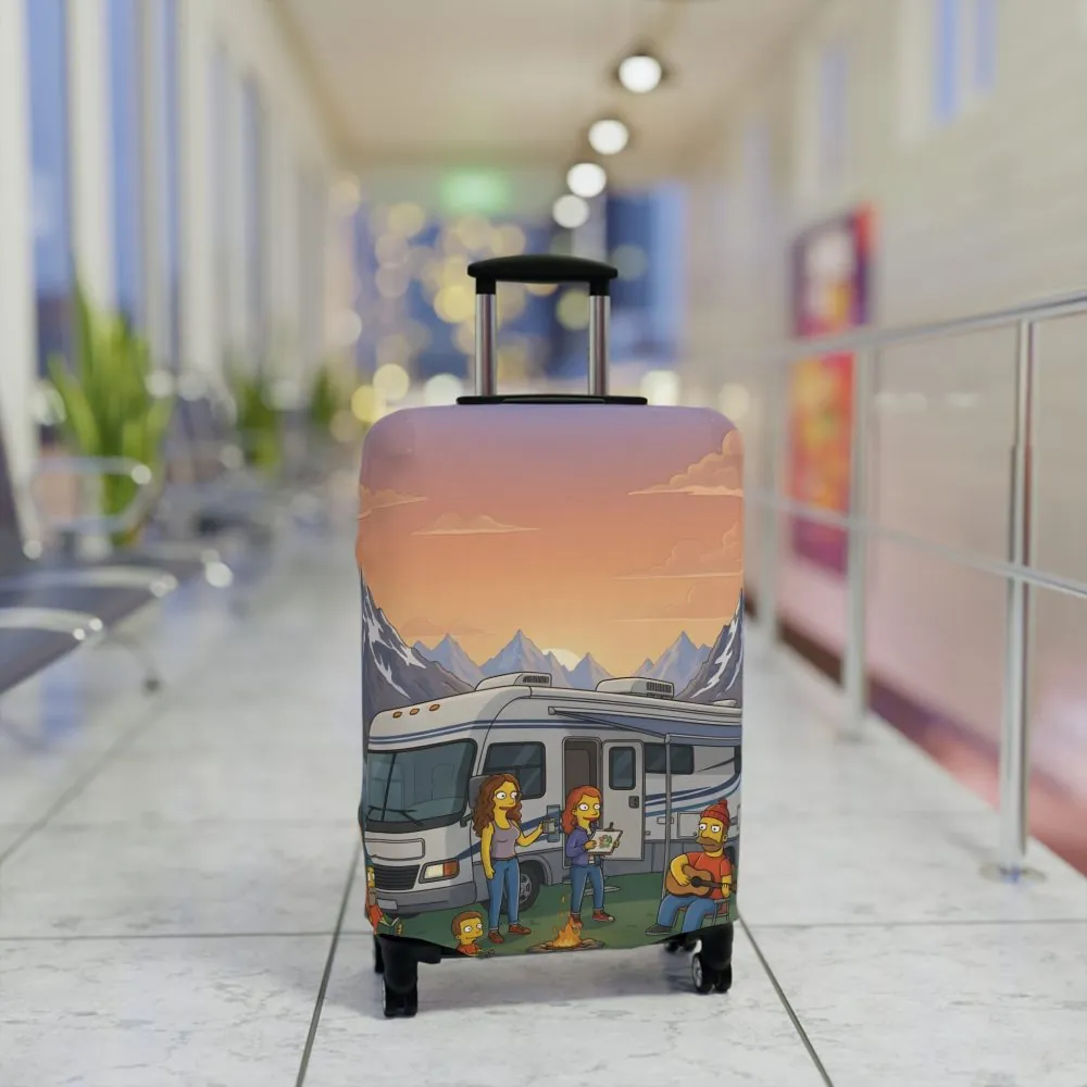 Luggage Cover — Adventure Camper Sketch Travel Suitcase(Design Sitcom-Line)