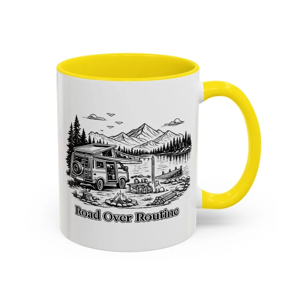 3883040977304237240_2048.jpeg Accent Coffee Mug (11, 15oz) — "Road Over Routine" Design Minimal-Line