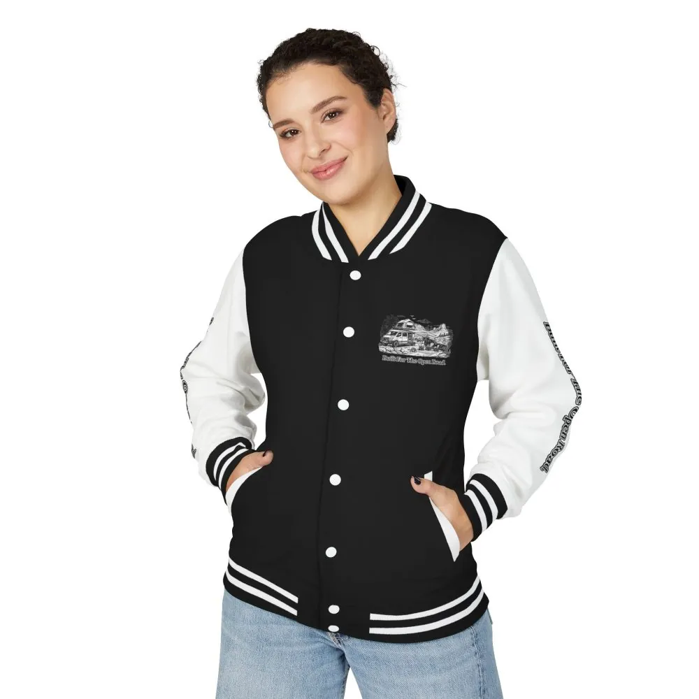 3889152622938296759_2048.jpeg Unisex Heavyweight Letterman Jacket — "Built For The Open Road" Travel Varsity Coat
